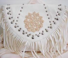 Country girl fringe cream purse